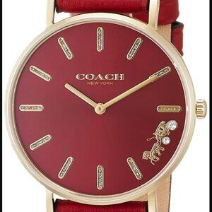 Coach Perry Red Dial Red Leather Strap Watch for Women - 14503852